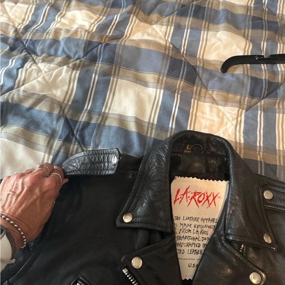 LA ROXX vintage 70s leather jacket biker motorcycle rock punk size L - Picture 6 of 9